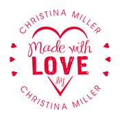 Designer Made with Love By Stamp w/ Heart